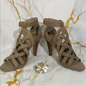 Vince Camuto Mushroom Suede Strappy Heels